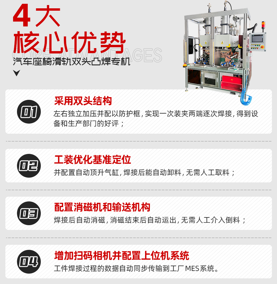 汽車座椅滑軌雙頭凸焊專機(jī)核心優(yōu)勢