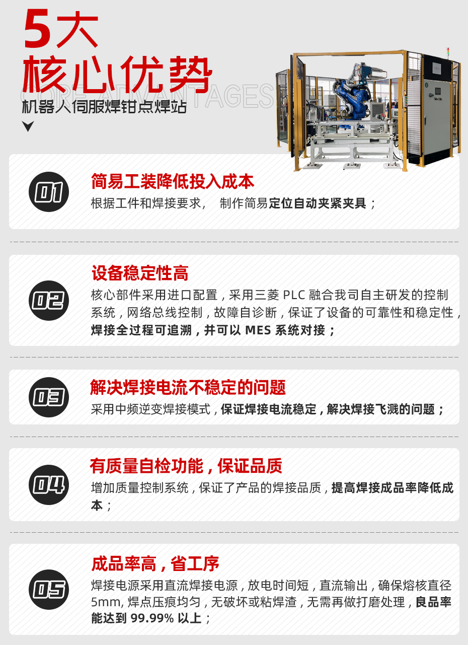 機(jī)器人伺服焊鉗點焊站詳情核心優(yōu)勢